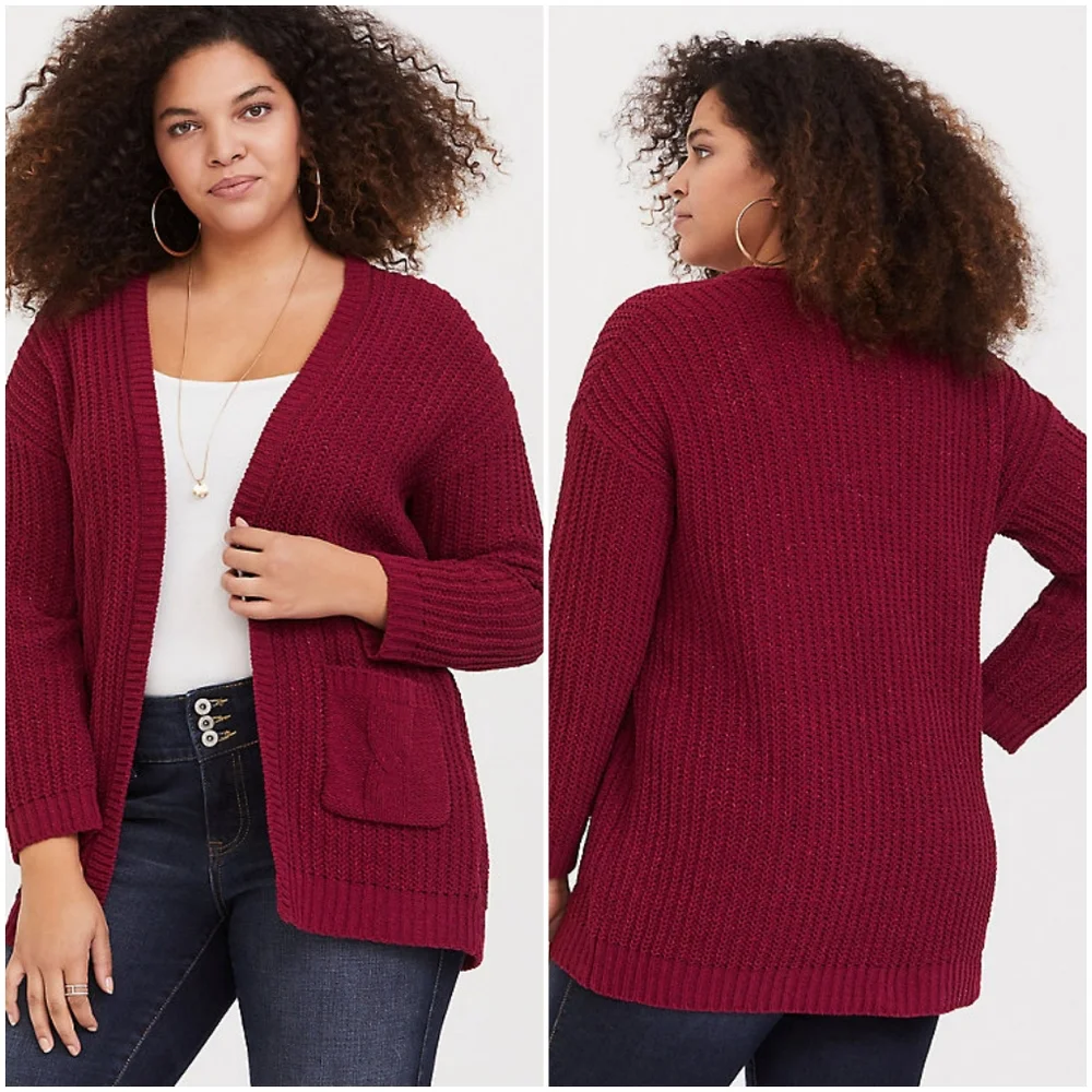 Torrid Red‎ Metallic Lurex Knit Cardigan Sweater